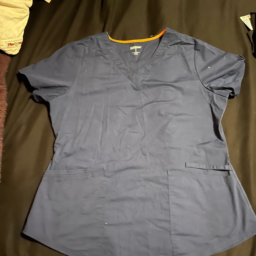 Navy Blue Top And Bottom Scrubs and Black Top Scrub